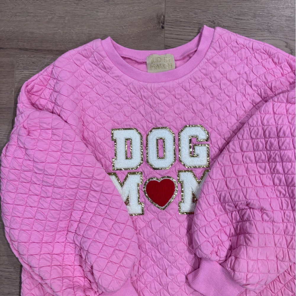 Judith March Pink Quilted Dog Mom Sweatshirt Small - Picture 4 of 7